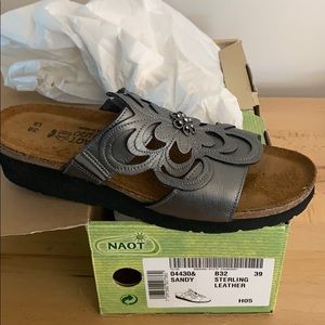 Bejeweled leather sandals